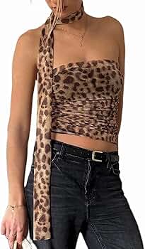 Y2k Leopard Printed Tube Top for Women Sexy Strapless